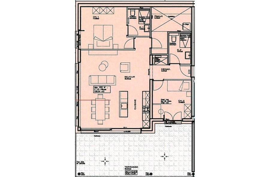 Plan appartement R1A1 – R+1 bâtiment A