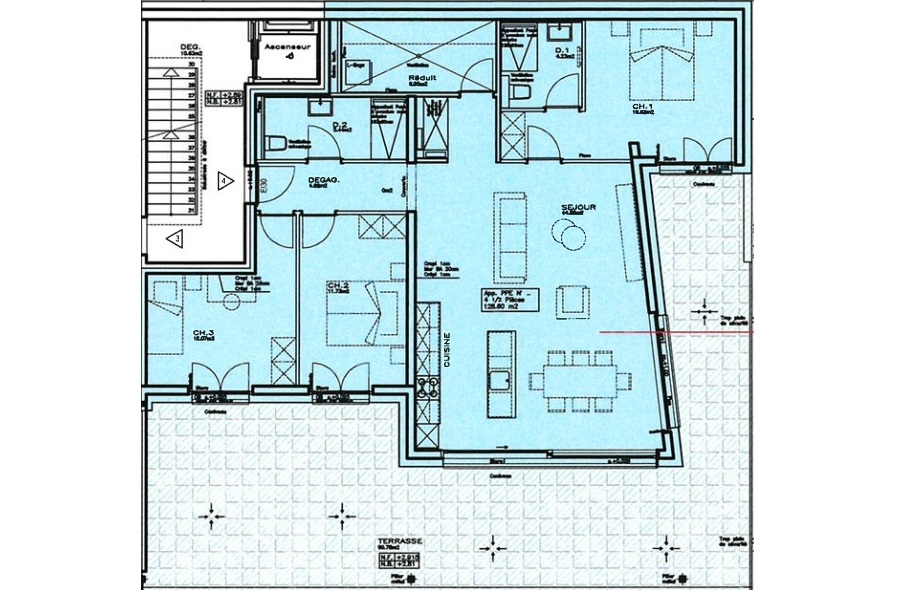 Plan appartement R1A2 – R+1 bâtiment A