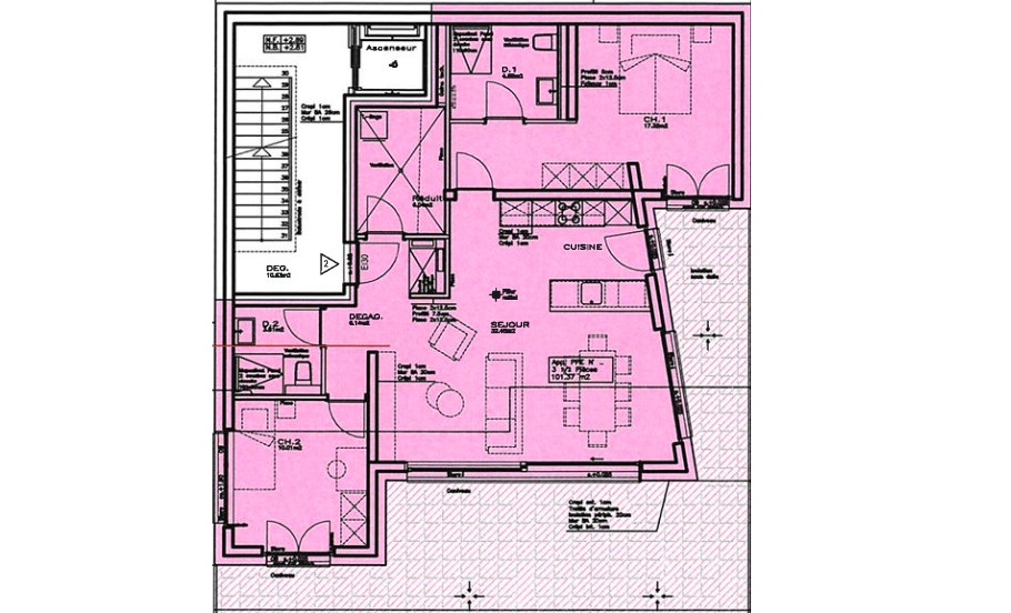 Plan appartement R1B – R+1 bâtiment B