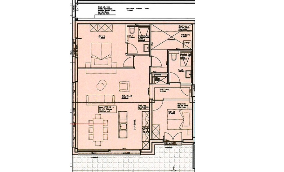 Plan appartement R2A1 – R+2 bâtiment A