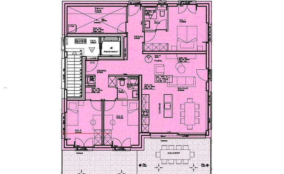 Plan appartement R2B – R+2 bâtiment B