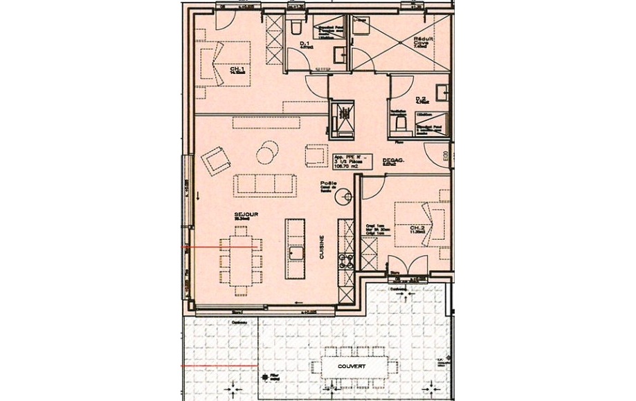 Plan appartement R3A1 – R+3 bâtiment A